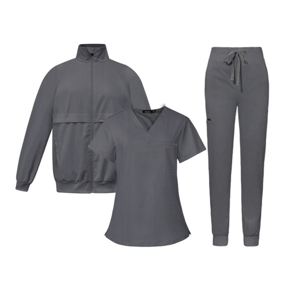 3-Piece Unisex Scrub Set: Fitted - Gray