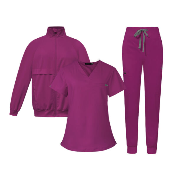 3-Piece Unisex Scrub Set: Fitted - Fuchsia