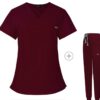 Customize Unisex Scrub Set: Fitted - Burgundy