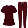 Male Scrub Set: Fitted - Burgundy