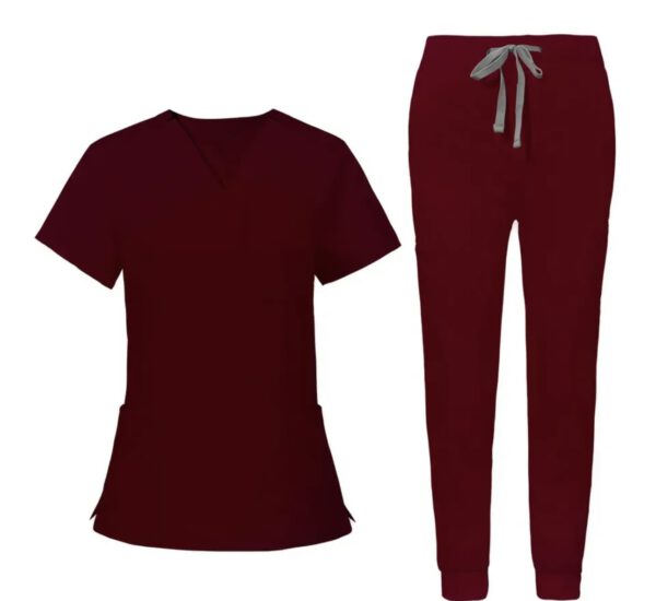 Male Scrub Set: Fitted - Burgundy