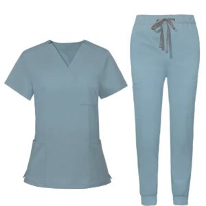 Male Scrub Set: Fitted - Light Blue