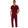 Male Scrub Set: Flare - Burgundy