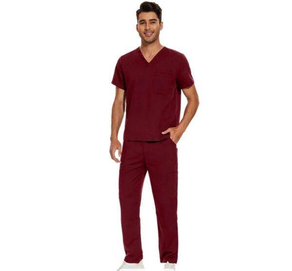 Male Scrub Set: Flare - Burgundy