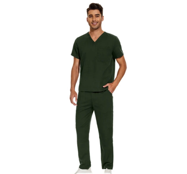 Male Scrub Set: Flare - Dark Green