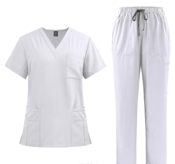 Unisex Scrub Set: Flare - White