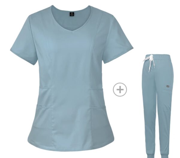 Women Scrub Set: Fitted - Light Blue