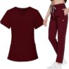 Women Scrub Set: Flare - Burgundy