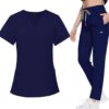 Women Scrub Set: Flare - Navy Blue