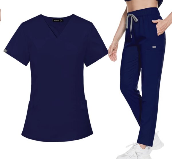 Women Scrub Set: Flare - Navy Blue