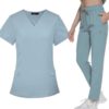 Women Scrub Set: Flare - Light Blue